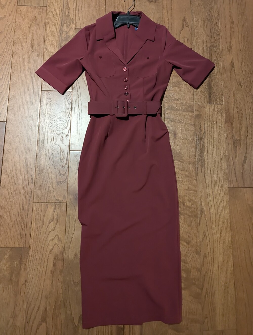 Collectif Vintage Size 2 XXS Burgundy Wiggle Dress 1940s 1950s